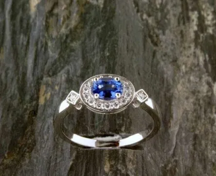 Bague Entourage Or Blanc Saphir  Diamants