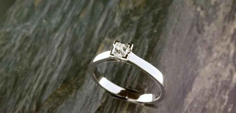 Solitaire Or Blanc Diamants Princesse GVS